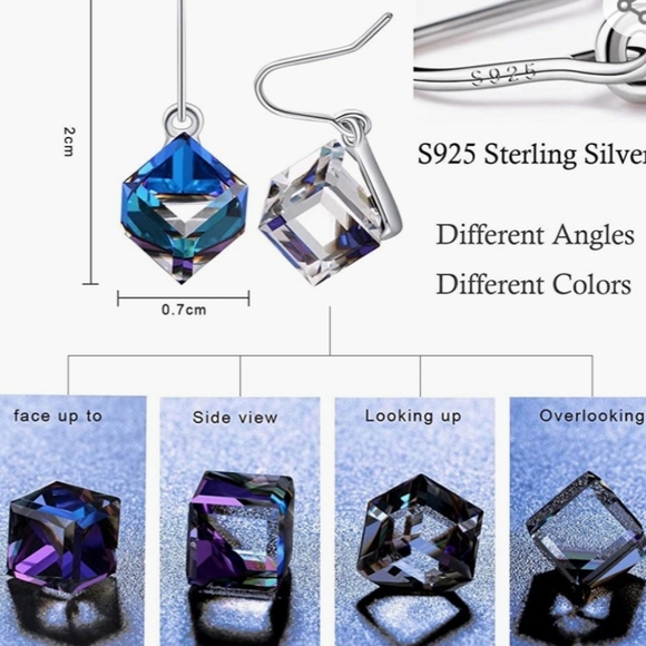 Striking Blue Cubic Earrings - Picture 2 of 5